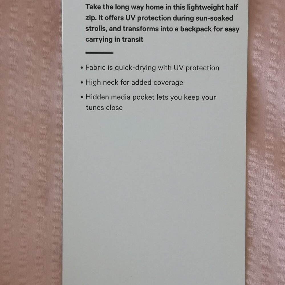 NWT LULULEMON PIMI Pink Half Zip Pack Light Pullover LS High Neck Top Size 4, 6 - Picture 11 of 11